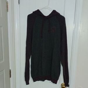 Men's Buffalo David Bitton Hooded Charcoal And Wine Sweater SZ M